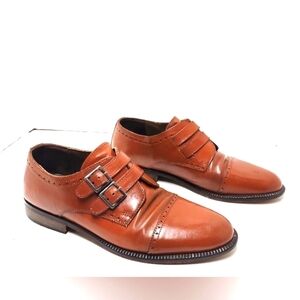 Dimitri men's dress shores double buckle leather brown made in Italy Size: 7 1/2